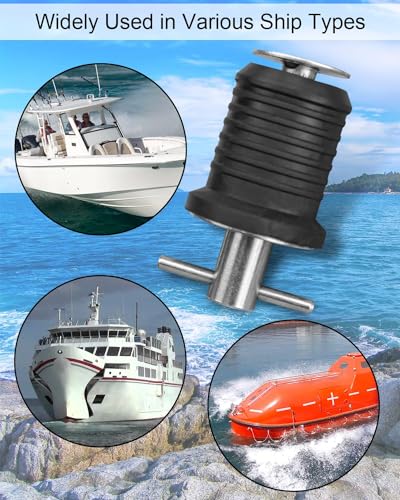 T-Handle Marine Boat Drain Plug Set - 4 Pack for 1 Inch Drains