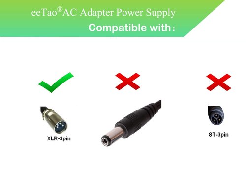 eeTao 3-Pin XLR AC/DC Adapter Charger Compatible with Vive 3 Wheel / 4 Wheel Mobility 2-Piece 12V Lead-Acid Battery Electric Powered Wheelchair Power Supply Cord Cable PS Mains PSU