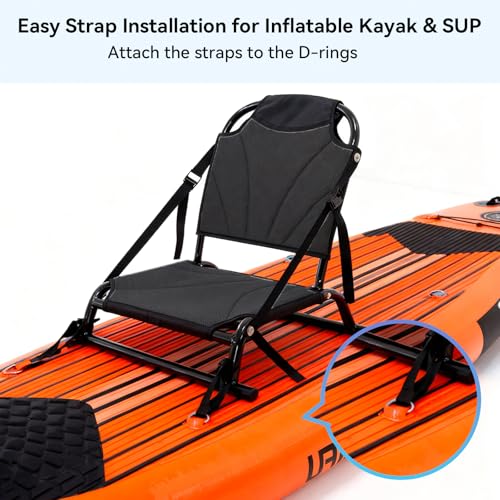 Black Kayak Seat with Back Support - Aluminum Frame & Dual Mount for Inflatable & Sit-On-Top Kayaks