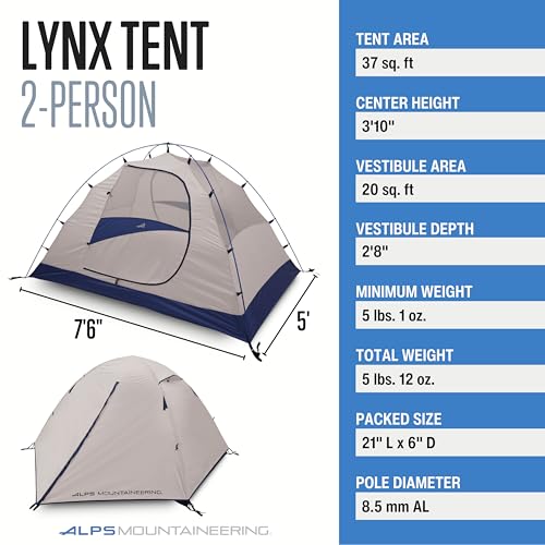 ALPS Mountaineering Lynx 2-Person Backpacking Tent Gray/Navy