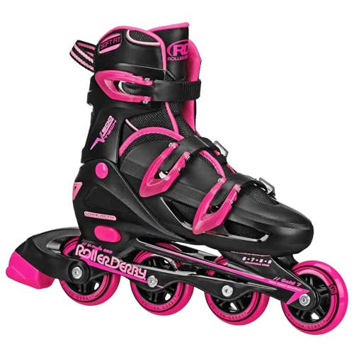 Adjustable Inline Skates for Adults & Youth - Black & Pink Performance Skates