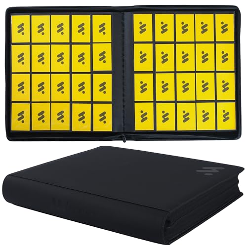 Trading Card Binder with 20 Pockets Holds 2000 Cards Waterproof PU Leather Black