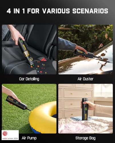 Fanttik Slim V10 APEX Cordless Car Vacuum - Black, 4-in-1 Portable Handheld Cleaner with Digital Display and 19kPa Suction