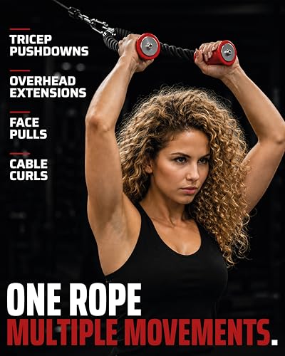Ergonomic Tricep Rope with Non-Slip Rubber Ends - Cable Machine Attachment