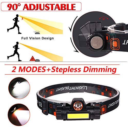 Rechargeable LED Headlamp 2000 Lumens Waterproof Adjustable Headlight for Camping Work