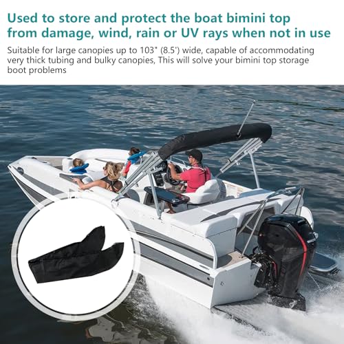 Oversize Boat Bimini Top Canvas Storage Boot for Large Frames Up to 8.5 ft - Black