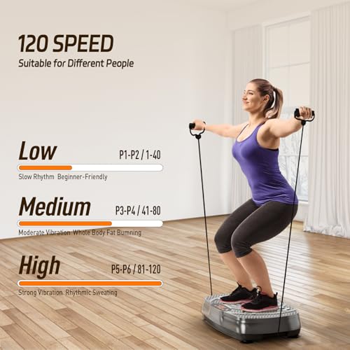 TISSCARE Silver Grey Vibration Plate Exercise Machine for Full-Body Workout & Fat Loss