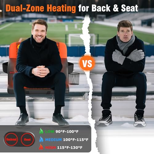23-Inch Blue Stadium Seats with Back Support & Foldable Bleacher Chair - Includes Orange Variation