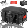 Large Bicycle Rear Rack Basket with Removable Liner Waterproof Cover for Mountain, City, E-Bike
