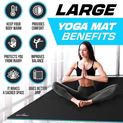 Sensu 6' x 4' x 9mm Extra Thick Yoga Mat Non-Slip for Hot Yoga & Pilates