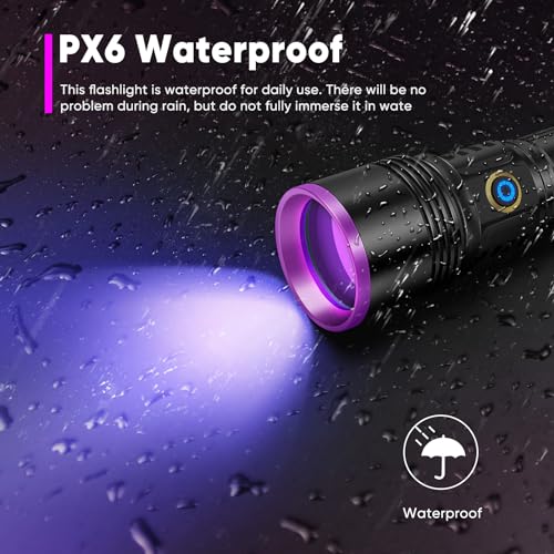 365nm UV Flashlight with Filter Lens & USB Rechargeable, 30W Black Light - Variation: 365nm1