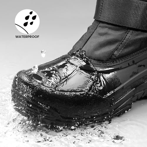 NORTIV 8 Men's Waterproof Winter Snow Boots Insulated - Black 10
