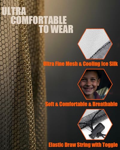 Mosquito Head Net 2 Pack - Ultra Fine Ice Silk Cooling Large Mesh, Blue & Black