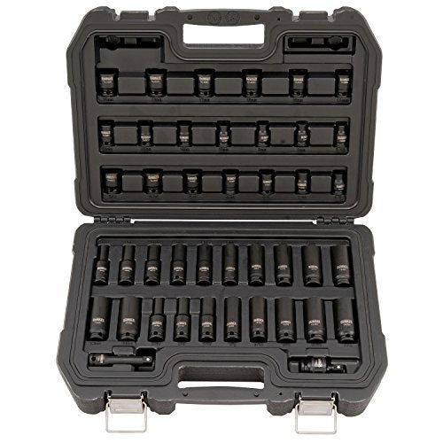 DEWALT 3/8-Inch Drive Impact Socket Set, 42-Piece Combination SAE/Metric with Laser Markings
