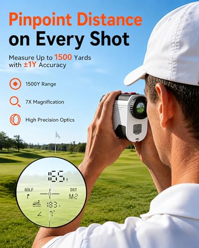 AZZWNGY Golf Rangefinder Slope Up to 1500 Yards with Flag Lock & Magnetic Mount