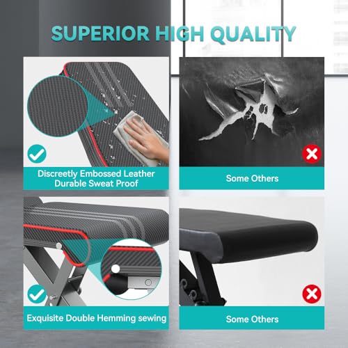 OUNUO Black Adjustable Foldable Weight Bench for Home Gym - 660LBS Capacity