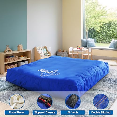 Kids Sensory Crash Pad 5x5 Feet High-Density Foam Gym Mat with Nylon Cover