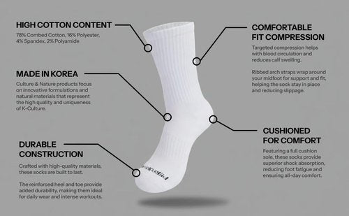 CULTURE & NATURE Athletic Performance Cushion Crew Socks - 6 Pack for Men & Women