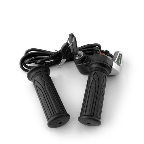 L-faster 24V/36V/48V Bike Throttle Grip Scooter Voltage Indicator Power Key Locker Accelerator (36V)