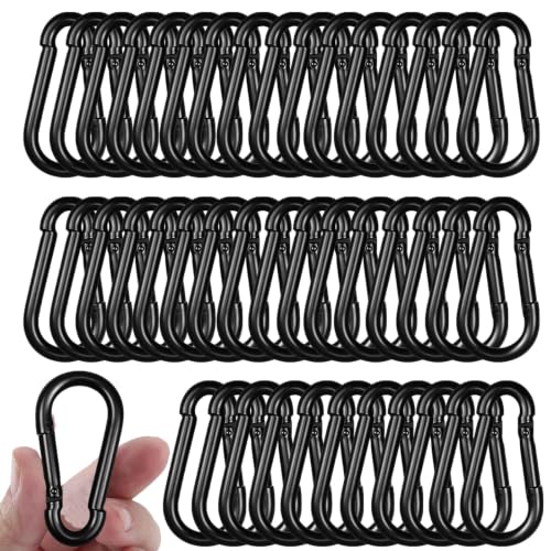 Heavy Duty Black Carabiner Clips 40PCS - 2.36IN Spring Snap Hooks M6 Variation