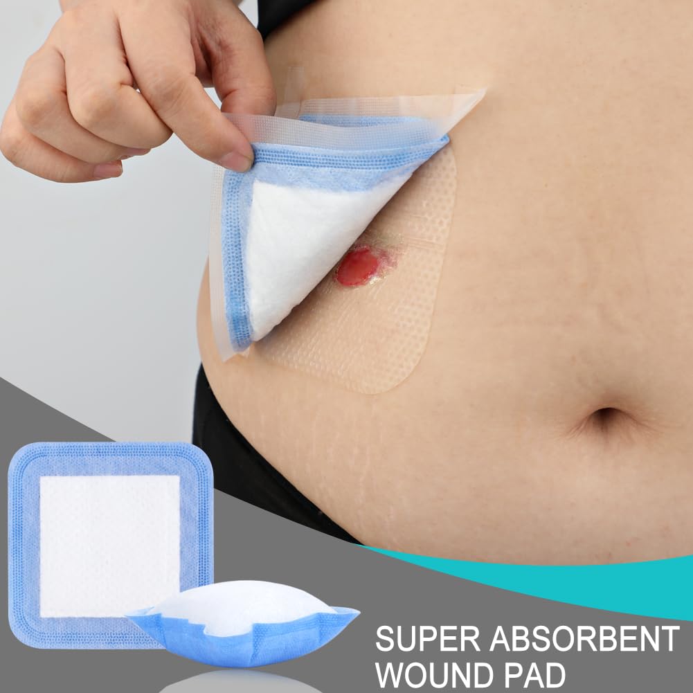 Super Absorbent Dressing Pad for Heavy Exuding Draining Wound Pressure Sore Foot Ulcers Venous Ulcer Leg Cut Skinned Fast Healing Wounds Care 4"x4" (Pack of 10)