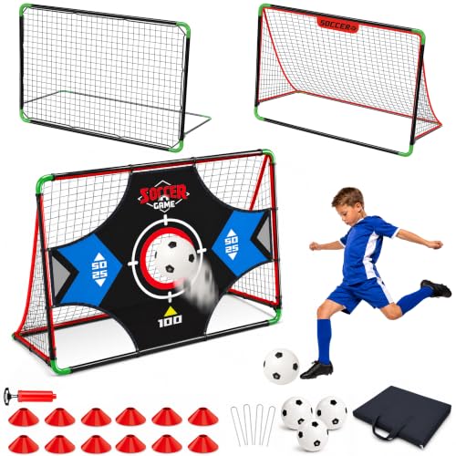 Kids 3-in-1 Soccer Goal with Target & Rebounder - Backyard, Beach Play