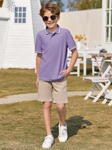 Kids Boys Short Sleeve School Uniform Polo Shirts - Pique Cotton Top 5-14 Years