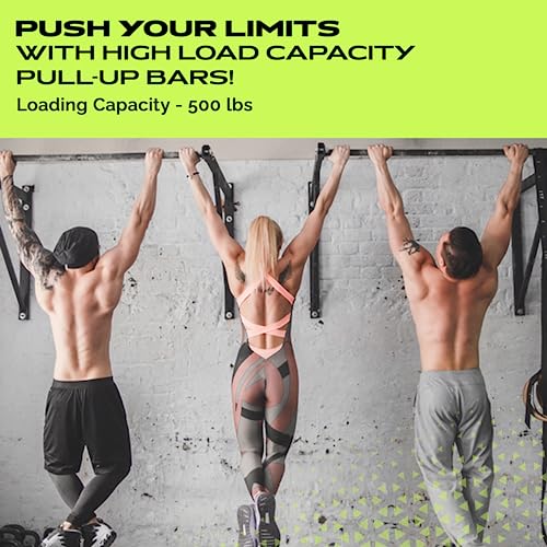 Heavy-Duty Wall Mounted Pull Up Bar 500 lb Capacity for Home Gym