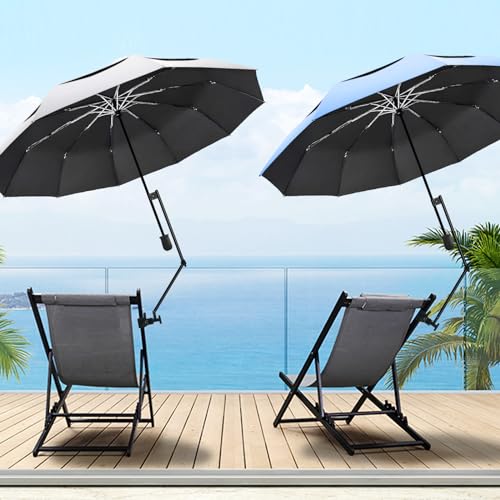 Lake Blue 43.3-inch UPF 50+ Golf Umbrella with Adjustable Clamp - Portable Rain Shield for Beach, Golf Cart, Stroller