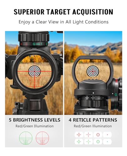MidTen 5-in-1 Scope Combo with Illuminated Scope Laser & Red/Green Dot Sight, Rangefinder & Mount, Green Variant