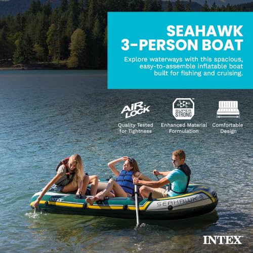 Intex Seahawk 2 Inflatable Boat Set - 2 Person, Green, Fishing Accessories Included