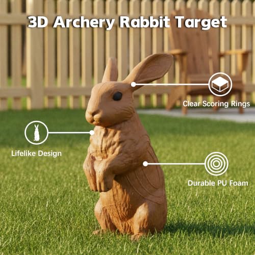 Portable 3D Rabbit Archery Target with Ground Stakes - Self-Healing Foam