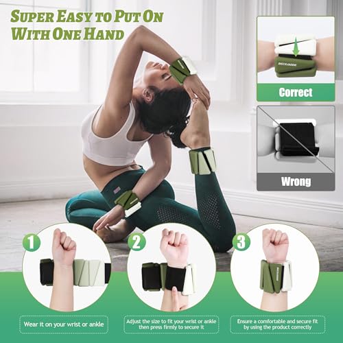 Adjustable Gradient Green Ankle and Wrist Weights Set of 2 - 4lb Pair for Women