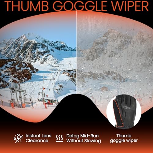 SURGOAL Leather Heated Gloves for Men, 158°F Heating & 8H Battery Life, 7.4V Rechargeable Heated Gloves for Women, Waterproof & Touchscreen Ideal for Winter, Hunting, Motorcycle (PU-Black, L)