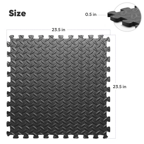 Black Interlocking Foam Exercise Mats - 36 Pack, 144 sq ft Home Gym Flooring
