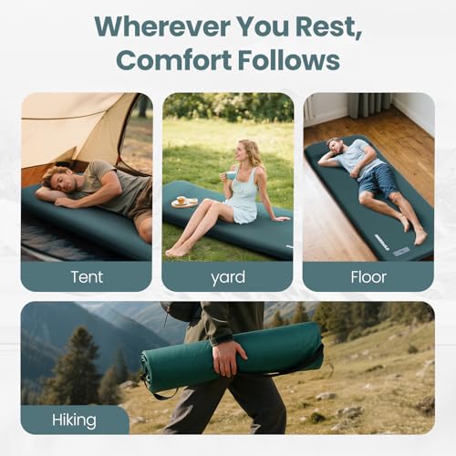 INNERWILD Green Single 3.15-Inch Thick Memory Foam Camping Sleeping Pad with Pillow & Electric Pump