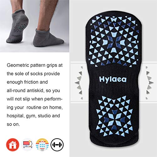 Unisex Non-Slip Grip Socks for Yoga, Pilates, Hospital & Barre - Large-X-Large, 4 Pairs, Black & Grey