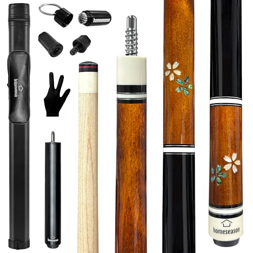 58-Inch Professional Pool Cue Stick 20oz Canadian Maple Billiard Cue with Leather Case