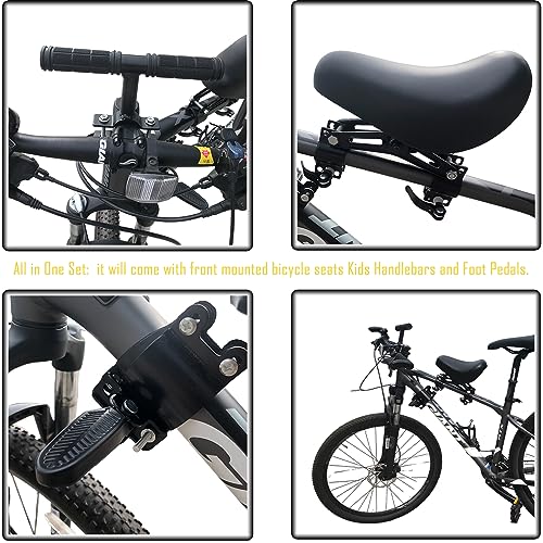 Front Bicycle Child Seat Set with Handlebar & Foot Pedals for MTB & City Bikes
