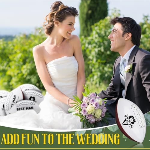 Stylish Groomsmen Football Gifts Pack of 10 with Inflator - Wedding Proposal Footballs