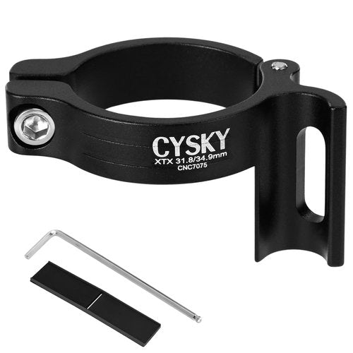 CYSKY Bike Front Derailleur Clamp 31.8mm 34.9mm, Adjustable Braze On Front Derailleur Adapter Compatible with Shimano Sram for MTB Mountain Bike Road Bicycle (Black)