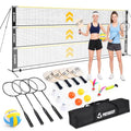 Patiassy Black 3-in-1 Volleyball, Badminton & Pickleball Net Set with Adjustable Heights