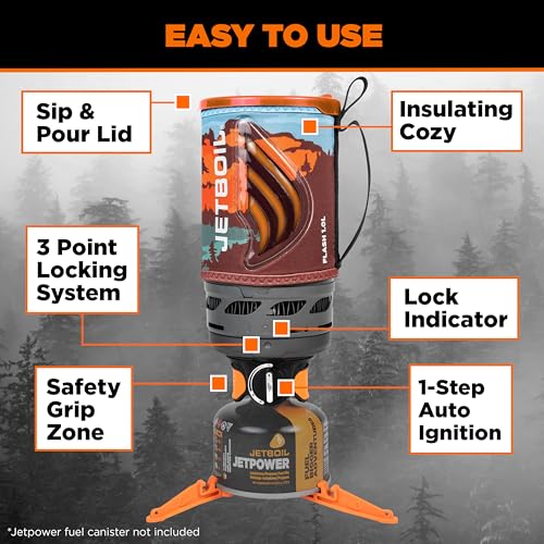 Jetboil Flash 1.0L Portable Camping Stove with Auto Ignition & Fast Boil