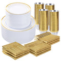 Gold Disposable Dinnerware Set for 100 Guests - 600 Pieces