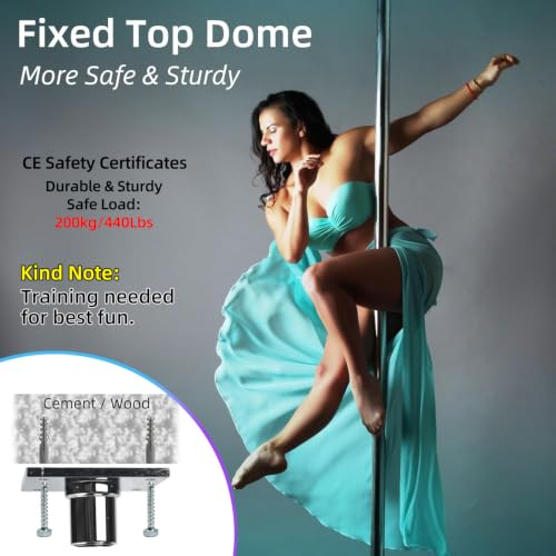 Fixed Dance Pole 45mm - CE Certified Spinning & Static Mode - Silver