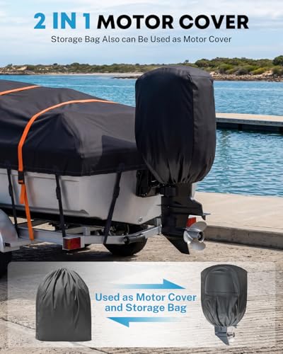 Kohree 1200D Waterproof Boat Cover 20-22ft, Up to 100-Inch Wide - Variation of 20'-22'*100"