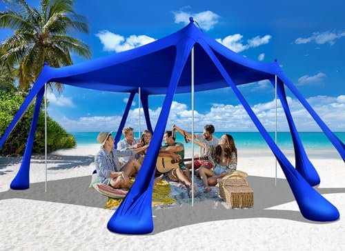 Navy 10x10FT Beach Tent Sun Shelter UPF50+ Portable Family Canopy with Sandbags