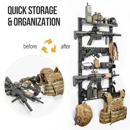 ONETIGRIS MOLLE Panel & Shelf Wall Mount Gun Rack with Removable Accessory Tray