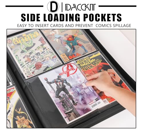 D DACCKIT Premium Comic Binder - Holds 96 Comics, Classic Black