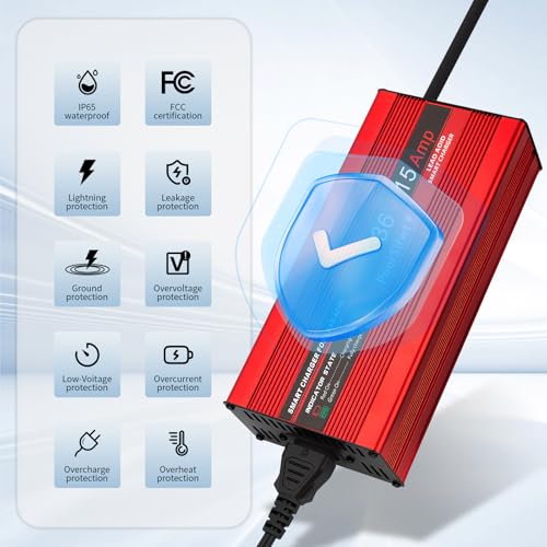 36V 15A Fast Golf Cart Battery Charger for EZGO TXT - Smart Protection